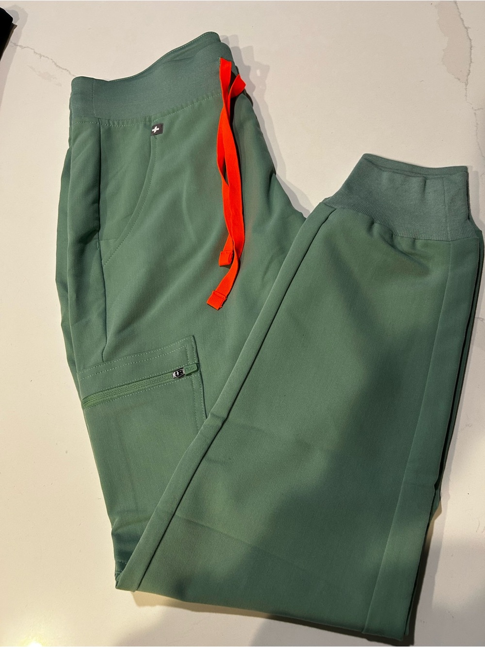 Figs Green Track Joggers with Orange Drawstring